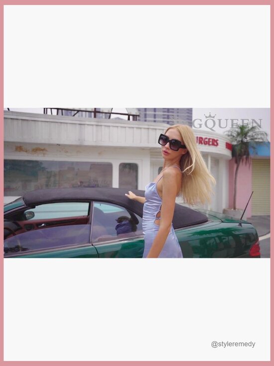 Oversized Square Frame Sunglasses Retro Vintage Trendy UV400 Protection